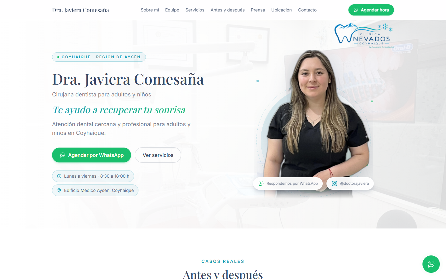 Vista previa del sitio web de Clínica Nevados Coyhaique